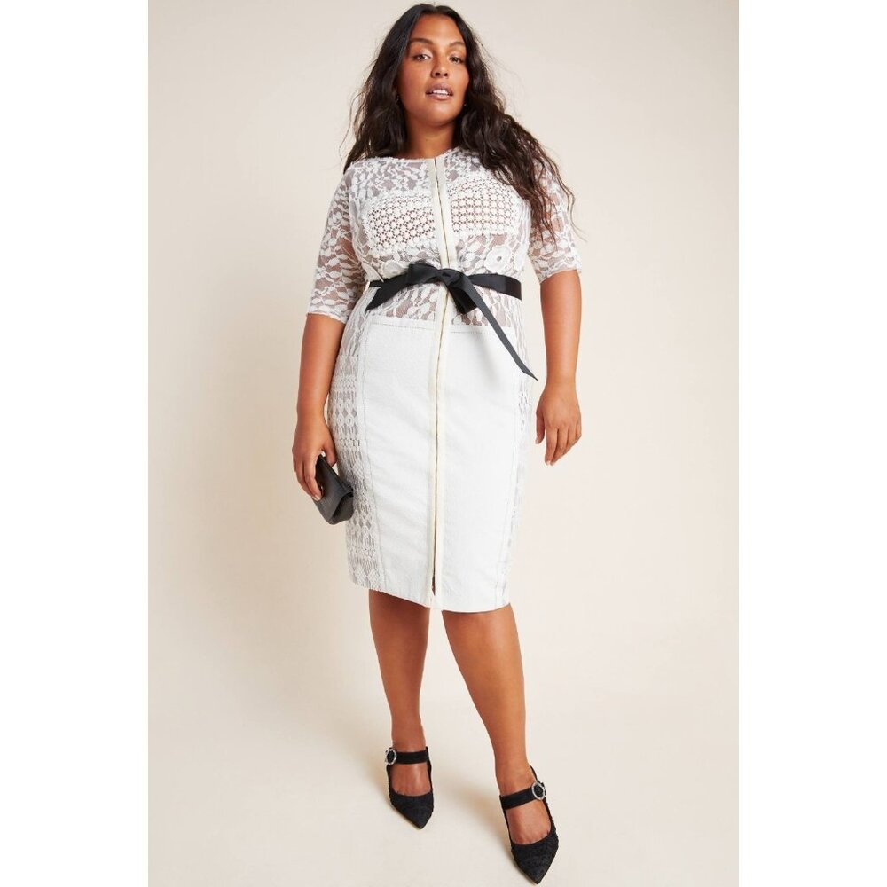 NWT Anthropologie Beguile by Byron Lars Carissima Sheath in Ivory Dress 20W $258